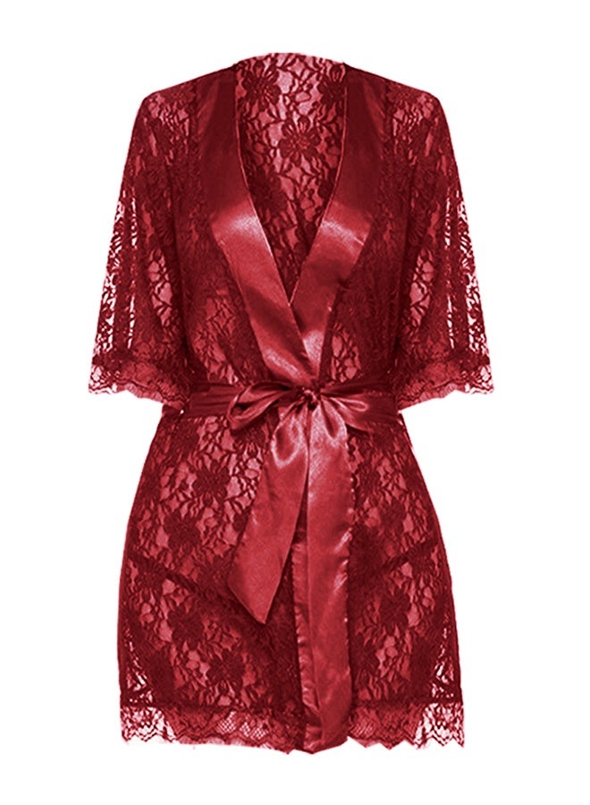 MARGOUN Women's Lace Kimono Robe Babydoll Lingerie Mesh Nightgown W396 - Image 2