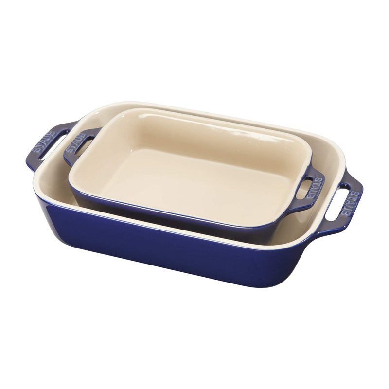 Staub Ceramic 2-pc Rectangular Baking Dish Set - Dark Blue - Image 1