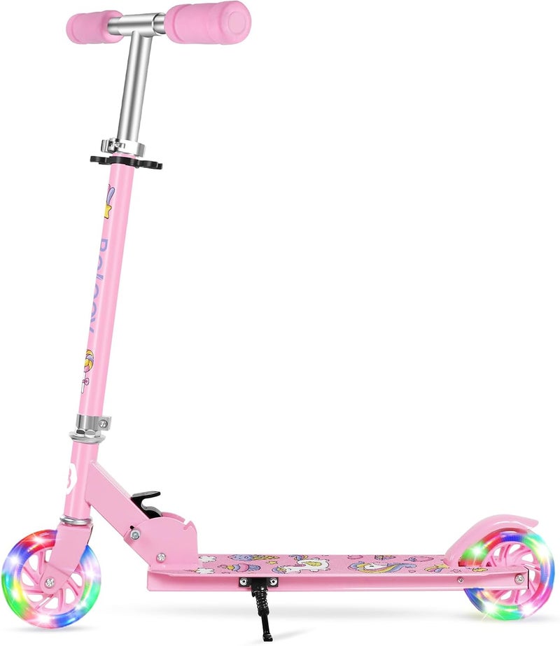 BELEEV V1 Scooters for Kids, 2 Wheel Folding Kick Scooter for Girls Boys, 3 Adjustable Height, Light Up Wheels, Lightweight Scooter with Sturdy Frame, Kickstand for Children 3 to 12 Years Old - Image 1