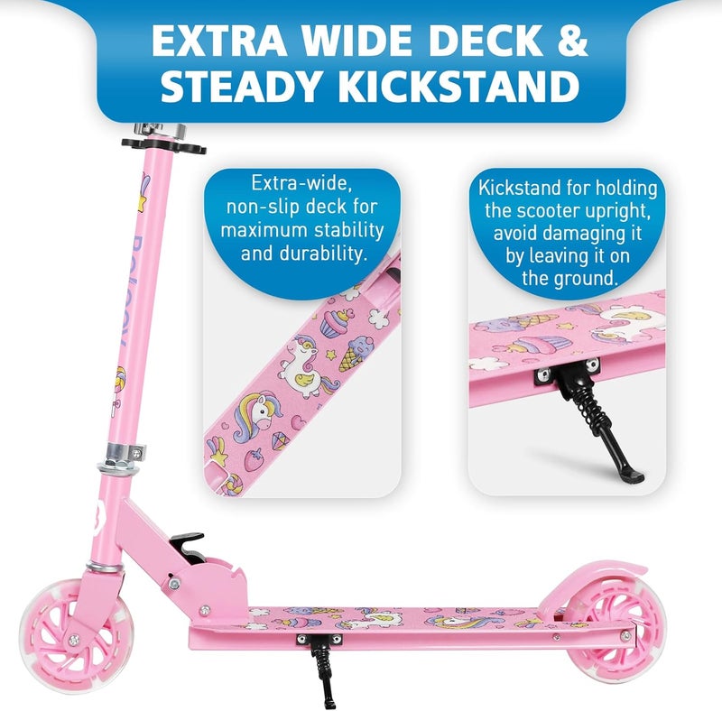 BELEEV V1 Scooters for Kids, 2 Wheel Folding Kick Scooter for Girls Boys, 3 Adjustable Height, Light Up Wheels, Lightweight Scooter with Sturdy Frame, Kickstand for Children 3 to 12 Years Old - Image 5