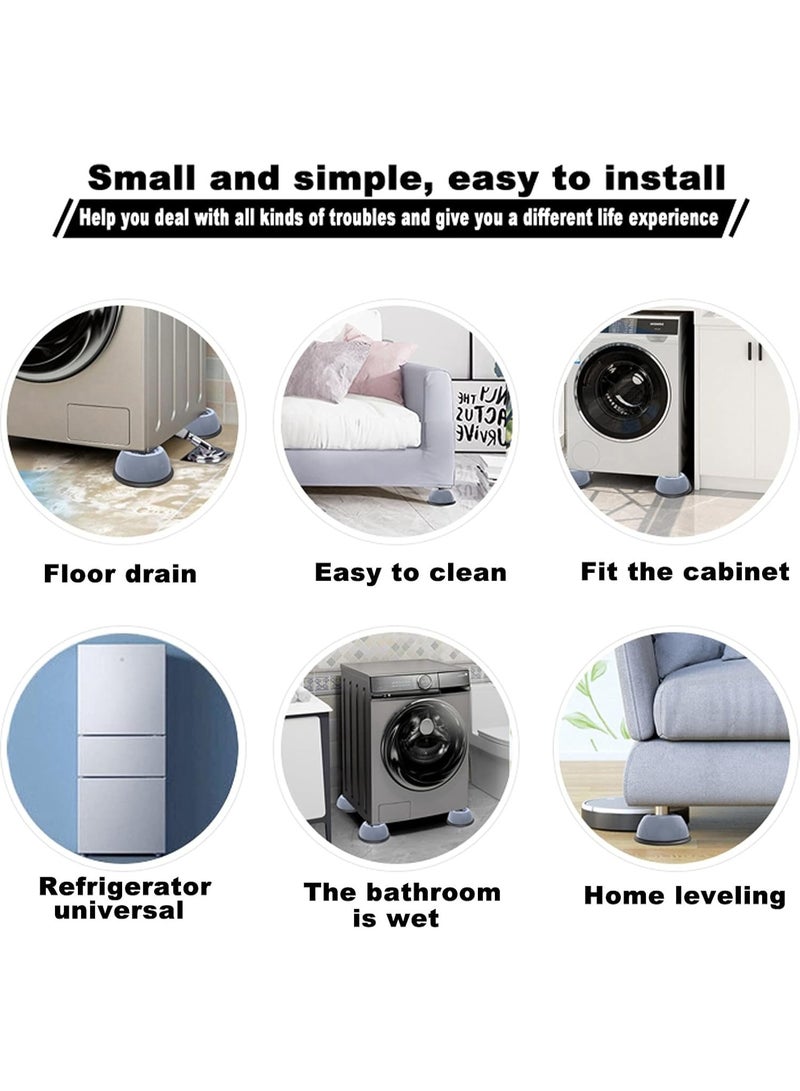 وسادات مضادة للاهتزاز لغسالة الملابس - مجموعة من 4 قطع من قواعد مطاطية متينة ماصة للصدمات لتقليل الضوضاء، ومنع الانزلاق، وتثبيت الغسالة والمجفف، وحماية الأرضيات - Image 2