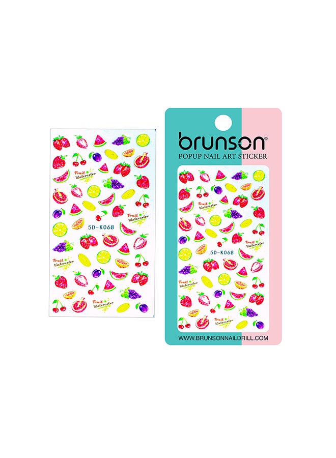 brunson 5D Flower Decals Exquisite Self Adhesive Nail Art Decoration Stickers 5D-k068