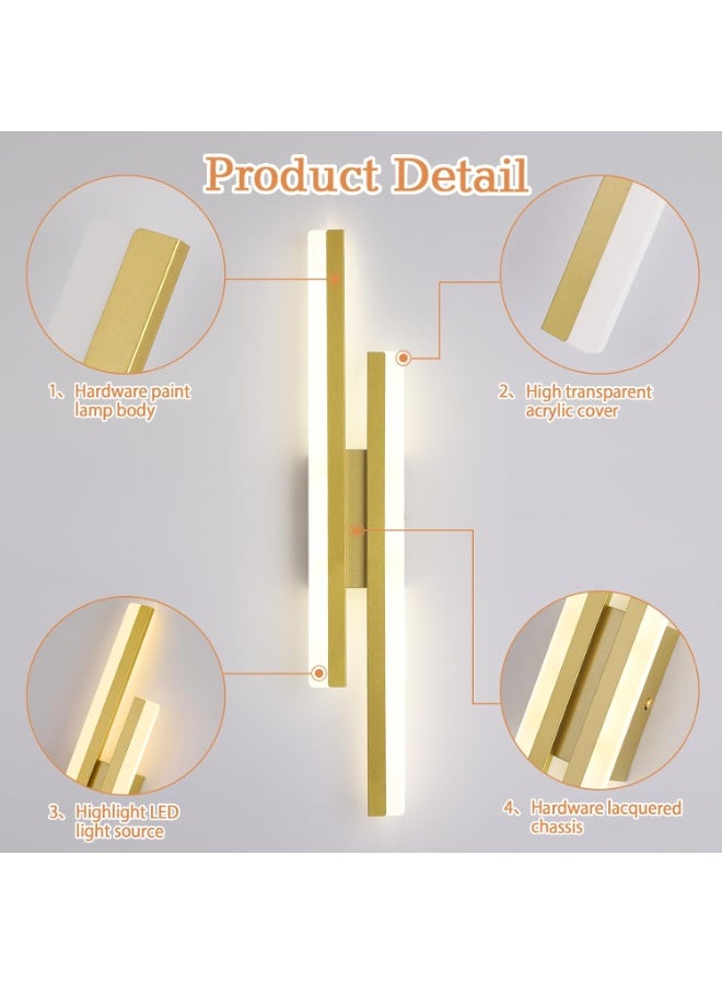 YATAI LIGHTING Modern Golden Wall Light, 65CM Flush Mount Sconce with Adjustable Three-Color Dimming (3000K-6000K), 18W for Bedroom, Hall, Dining Room, and Living Spaces - Image 4