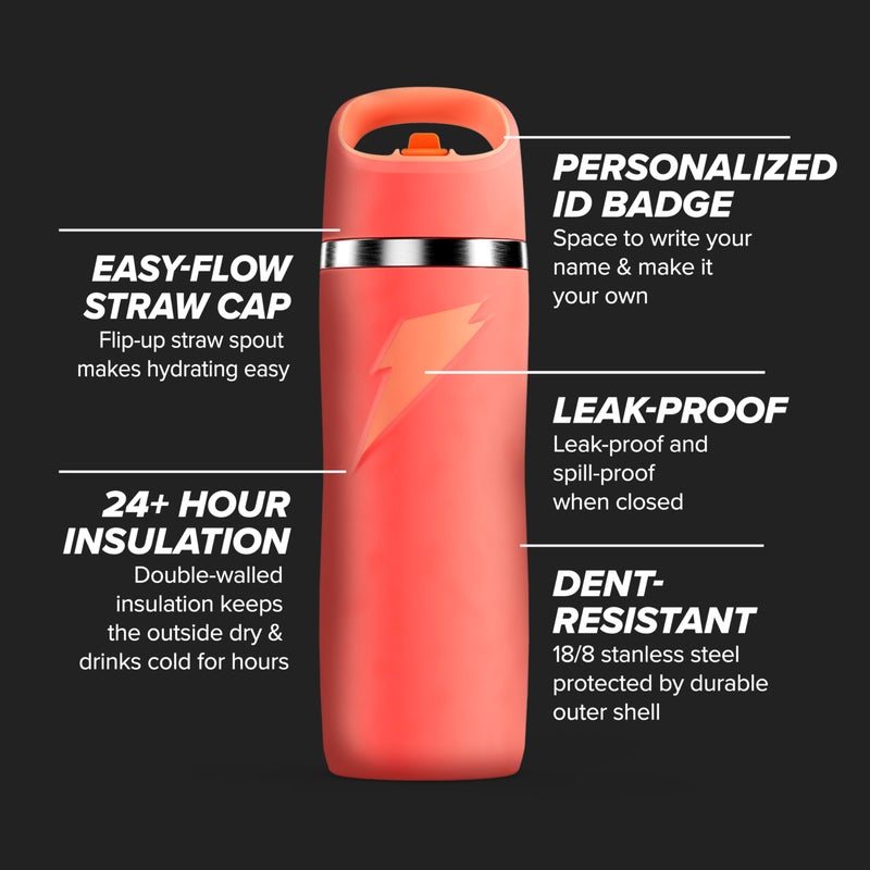 Gatorade  'Overtime ' 22oz Stainless Steel Water Bottle  Straw Cap  Sage - Image 2