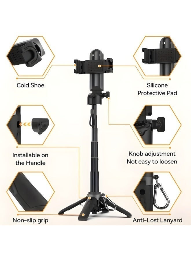 Ayshal Zoomable Bluetooth Selfie Stick - Portable Retractable Phone Holder for Taking Photos, Strong Hold for Parties/Travel/Ramadan Gifts (Black) - Image 4