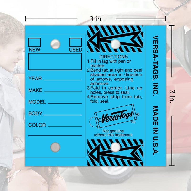 Versa-Tags 250 Per Box, Self-Protecting Paper Key Tags with Chrome-Plated Split Rings Perfect for Car Truck Or RV Dealers Blue - Image 2