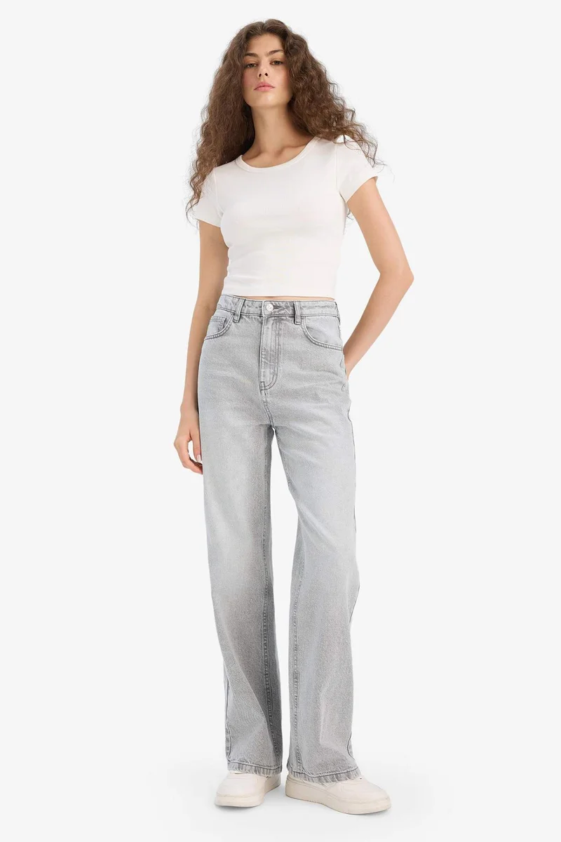 Defacto 90's Wide Leg High Waist Straight Leg Jeans