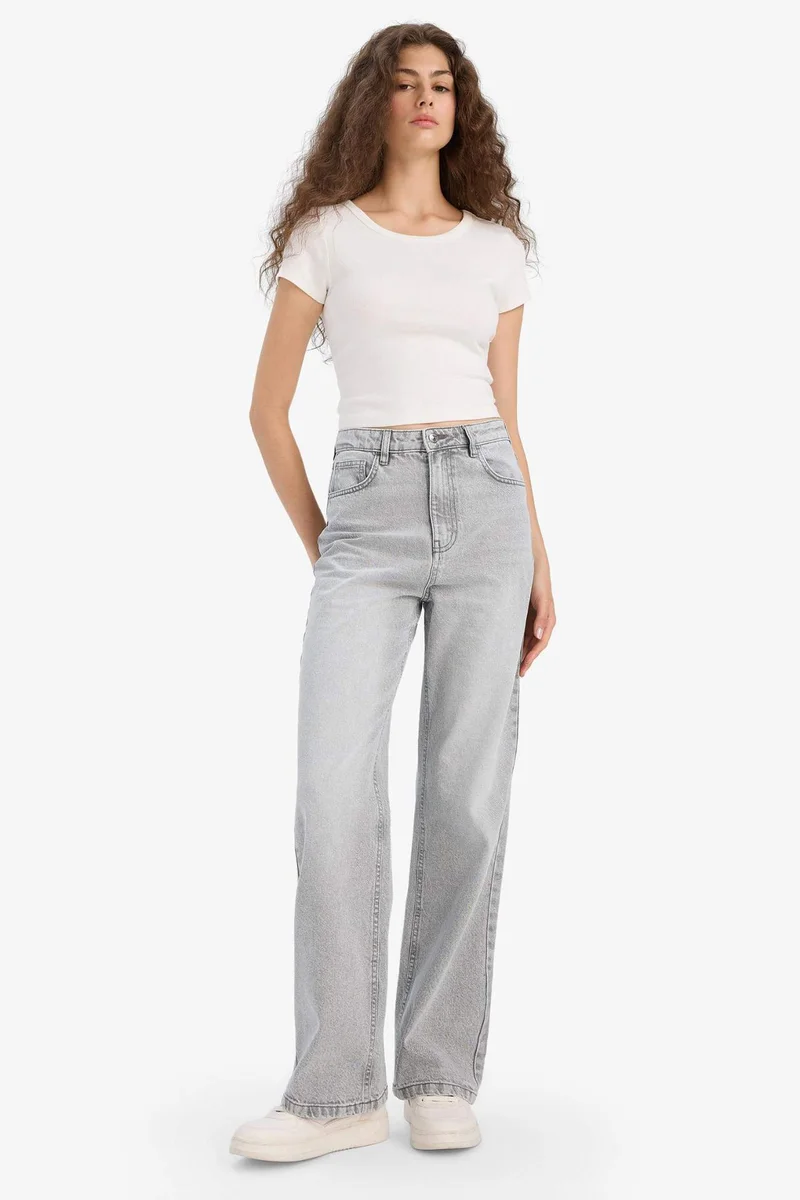 Defacto 90's Wide Leg High Waist Straight Leg Jeans