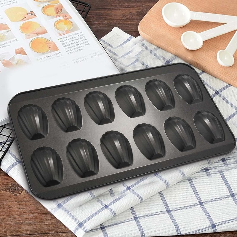Herklotzn 2-Pack Nonstick Madeleine Pan, 12-Shell Baking Mold, Chocolate Nonstick Baking Tray, Oven Safe, Black - Image 4