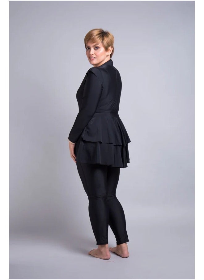 Vicino Vicino 2-Piece Long Sleeve Lycra Burkini Swimsuit - Distinctive and Comfortable Black  - Image 3