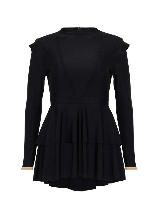 Vicino Vicino 2-Piece Long Sleeve Lycra Burkini Swimsuit - Distinctive and Comfortable Black  - Image 4