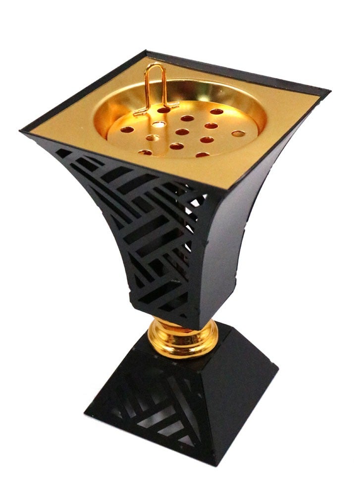 Elegant Arabian-Style Bakhoor Burner Oud Incense Holder Black Gold  - Image 1