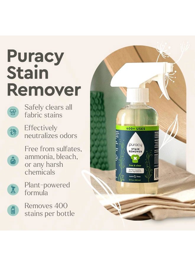puracy Stain Remover Spray, Natural Travel and Laundry Stain Cleaner for Clothes, Baby & Kids Stains, Oil & Fabric Spot Cleaner (Free & Clear, 12 oz) - Image 2