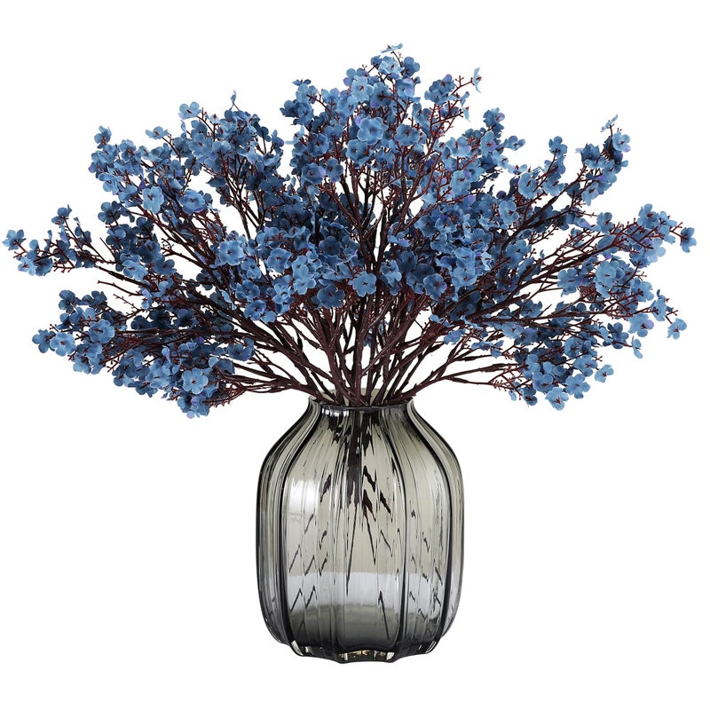 JAKY Global JAKY-Global Babys Breath Silk Artificial Flowers Bulk 6pcs for Fall Decor Fake Flower Bouquet Bulk for Home Kitchen Indoor Bouquet Floral Arrangement Table Centerpieces Party Decor(Blue Ashes) - Image 1