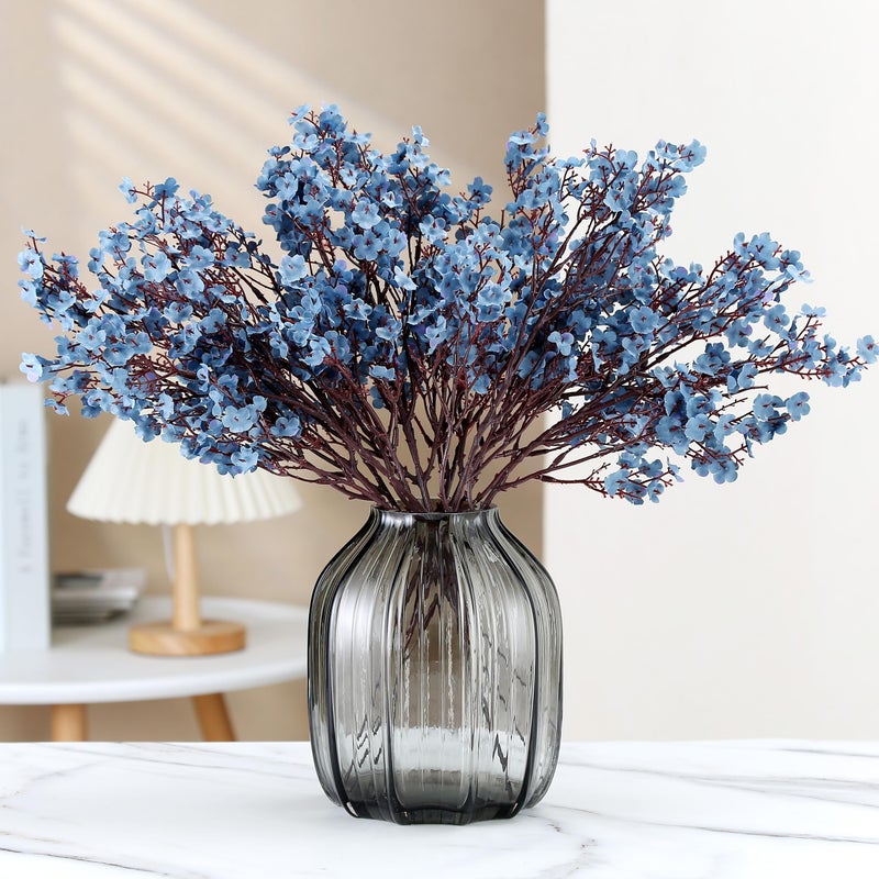 JAKY Global JAKY-Global Babys Breath Silk Artificial Flowers Bulk 6pcs for Fall Decor Fake Flower Bouquet Bulk for Home Kitchen Indoor Bouquet Floral Arrangement Table Centerpieces Party Decor(Blue Ashes) - Image 3
