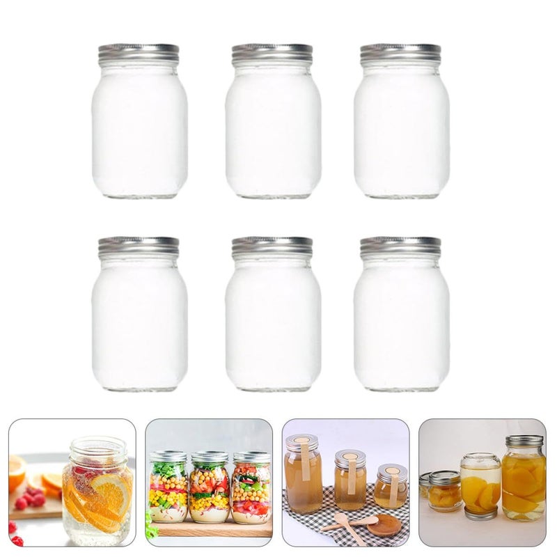 6 Pcs 380ml Round Glass Tea Canisters Airtight Food Storage Jars with Metal Lids for Dried Fruit Jam Kitchen Organization - Image 5