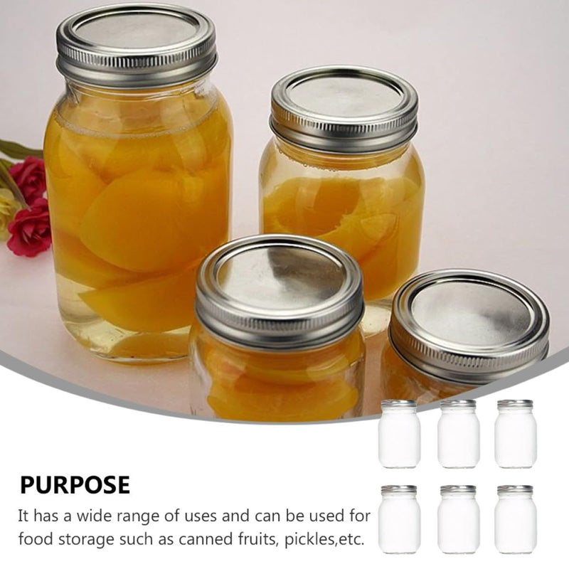 6 Pcs 380ml Round Glass Tea Canisters Airtight Food Storage Jars with Metal Lids for Dried Fruit Jam Kitchen Organization - Image 4