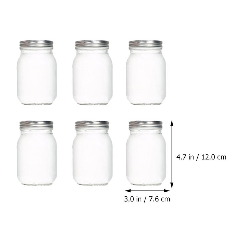 6 Pcs 380ml Round Glass Tea Canisters Airtight Food Storage Jars with Metal Lids for Dried Fruit Jam Kitchen Organization - Image 3