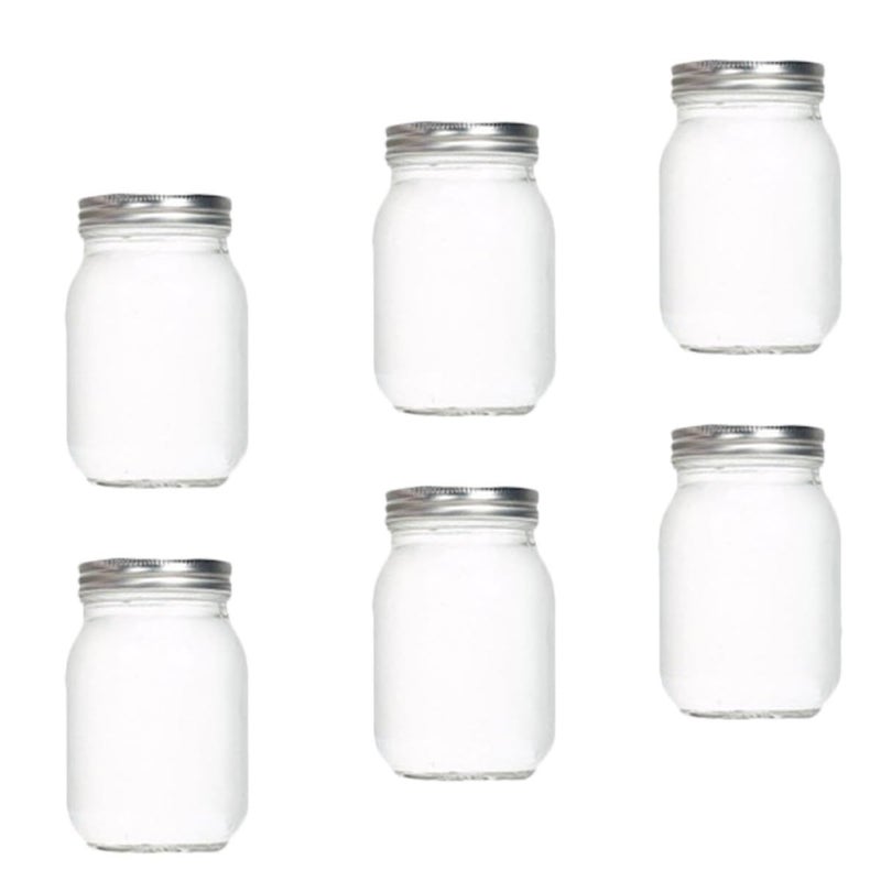 6 Pcs 380ml Round Glass Tea Canisters Airtight Food Storage Jars with Metal Lids for Dried Fruit Jam Kitchen Organization - Image 2