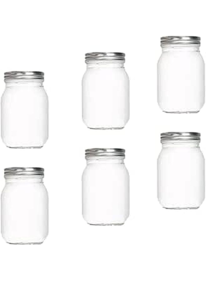 6 Pcs 380ml Round Glass Tea Canisters Airtight Food Storage Jars with Metal Lids for Dried Fruit Jam Kitchen Organization - Image 1