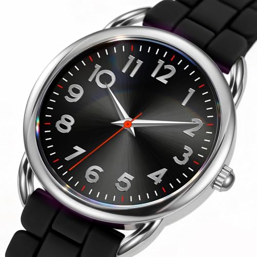 Bisley Women Watch All Black Silicone Strap Arabic Dial Easy to Read Watch - Image 3