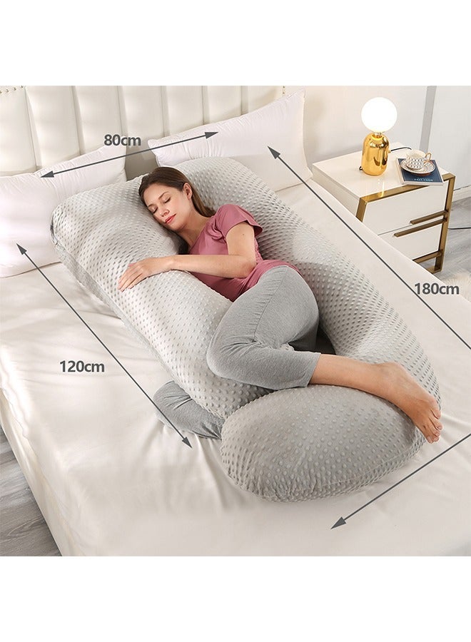 VTERLY Pregnancy Pillows, 180cm Long Maternity Pillows with Removable Bean Velvet Cover, U-Shape Full Body Pillow for Sleeping, Body Pillows for Adults - Image 2