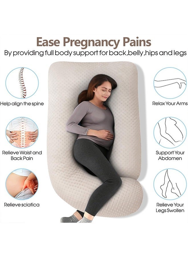 VTERLY Pregnancy Pillows, 180cm Long Maternity Pillows with Removable Bean Velvet Cover, U-Shape Full Body Pillow for Sleeping, Body Pillows for Adults - Image 3