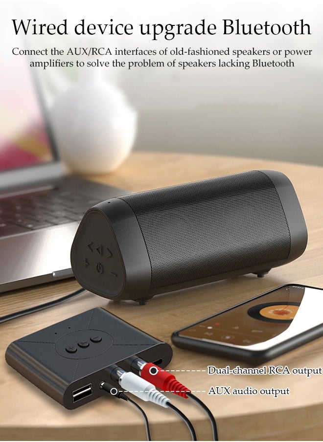 Bluetooth Receiver,Bluetooth 5.3 Car Adapter,Audio Receiver,Support Wireless/USB/NFC/Hands Free Calling ,Apply To Mobile，Pad，TV，Audio，Headset，Speaker,78×48×18mm
