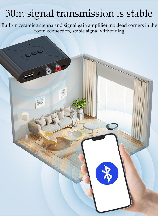 Bluetooth Receiver,Bluetooth 5.3 Car Adapter,Audio Receiver,Support Wireless/USB/NFC/Hands Free Calling ,Apply To Mobile，Pad，TV，Audio，Headset，Speaker,78×48×18mm