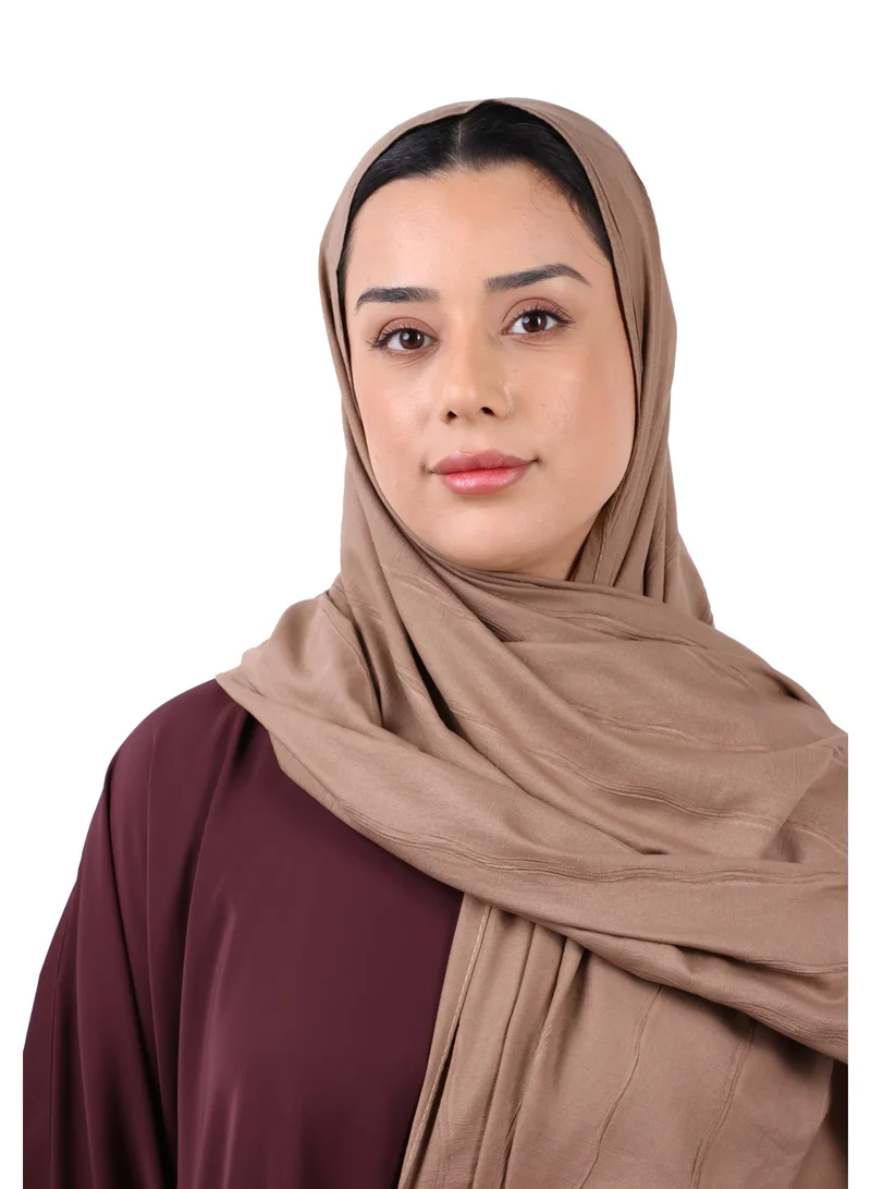 Jameela  Crinkle Cotton Scarf with Tassel Trim (Mocha Brown) for Women | Best Price UAE