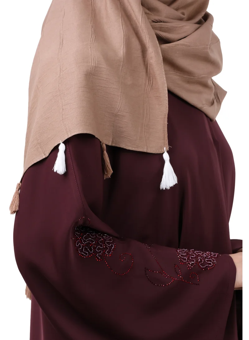 Jameela  Crinkle Cotton Scarf with Tassel Trim (Mocha Brown) for Women | Best Price UAE