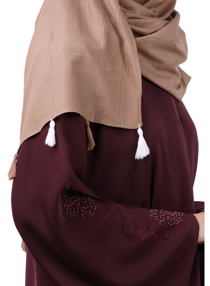 جميلة وشاح قطني مجعّد مع حواف شرّابات - بني موكا - Image 5