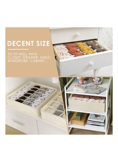 Cuken 3 Pack Organizer Dividers, 64 Cell Fabric Foldable Cabinet Closet Organizers and Storage Boxes for Storing Socks, Underwear, Ties  - Image 3
