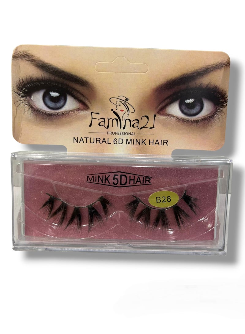Famina21 Natural 6D/5D Mink Hair Eyelashes - Set of 30 Models (B28)