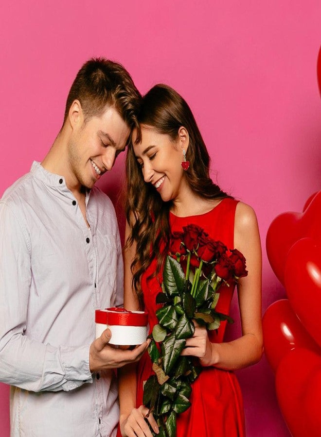 اتش تي اتش أقراط قلب أحمر لامعة، أقراط متدلية بتصميم قلب أحمر كبير وجذاب للنساء والفتيات (B-CZ أحمر) - Image 2