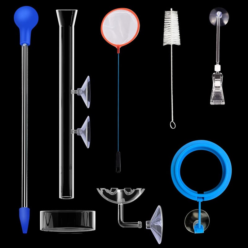 NestBasics 11.8 Inch Shrimp Feeding Tube Kit with Dish, Bowl, Cleaning Brush, Feeder, Ring, Clamp, Net for Indoor Aquarium - Image 1