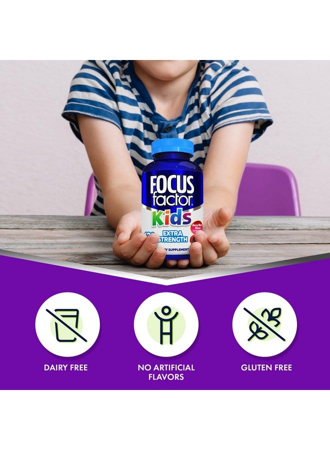 Focus Factor Kids Extra Strength Daily Chewable for Brain Health Support, 120 Count - Vitamins for Kids - Quality Formula - Gluten & Dairy Free Supplements for Children (2 Pack) - Image 3