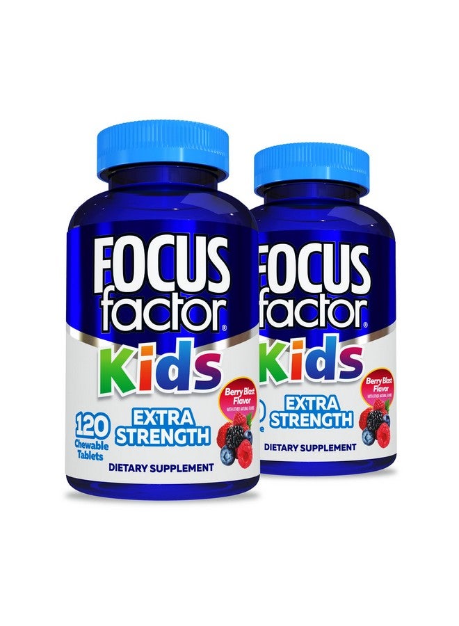 Focus Factor Kids Extra Strength Daily Chewable for Brain Health Support, 120 Count - Vitamins for Kids - Quality Formula - Gluten & Dairy Free Supplements for Children (2 Pack) - Image 1