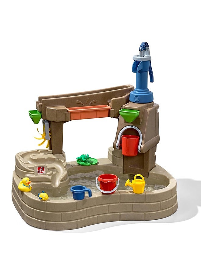 Step2 Pump & Splash Discovery Pond Plastic Paddling Pool for Kids | Garden Water Toy with 10 Piece Accessory Set  - Image 1