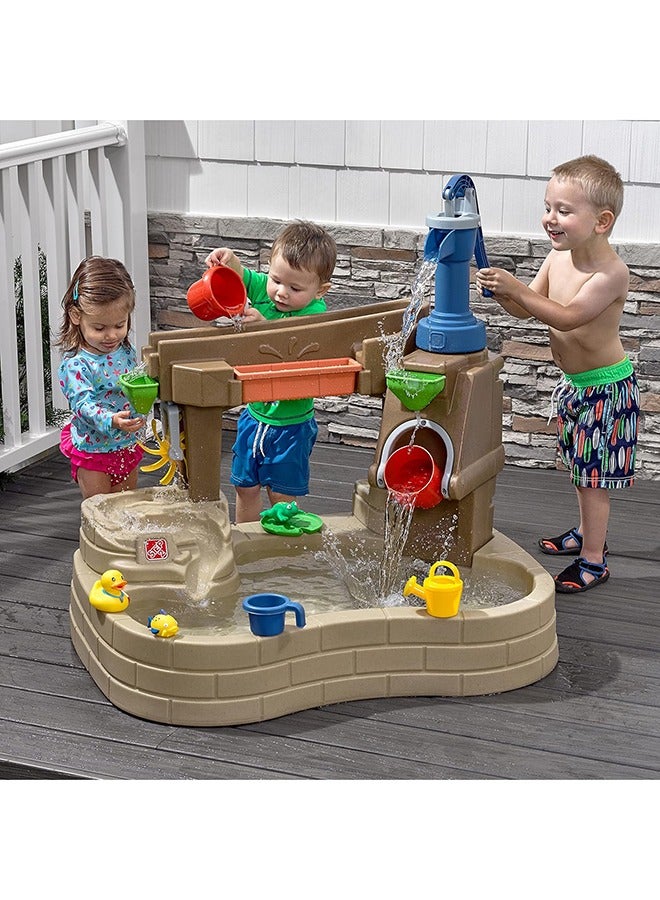 Step2 Pump & Splash Discovery Pond Plastic Paddling Pool for Kids | Garden Water Toy with 10 Piece Accessory Set  - Image 2