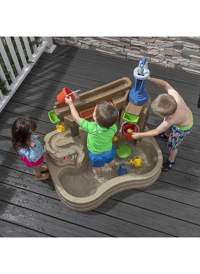 Step2 Pump & Splash Discovery Pond Plastic Paddling Pool for Kids | Garden Water Toy with 10 Piece Accessory Set  - Image 3