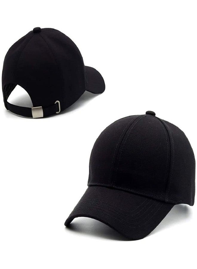 AICA King Queen Cotton Cap for Men and Women � Black & Black, Adjustable Strap, Free Size (Pack of 2) - Image 4