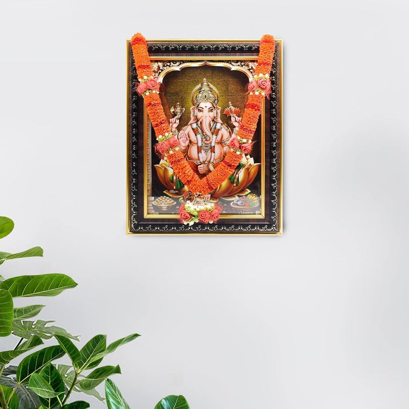 Puja N Pujari Puja N Pujari Orange Color Ribbon Garland Mala for God Idols and Photo Frames  - Image 1