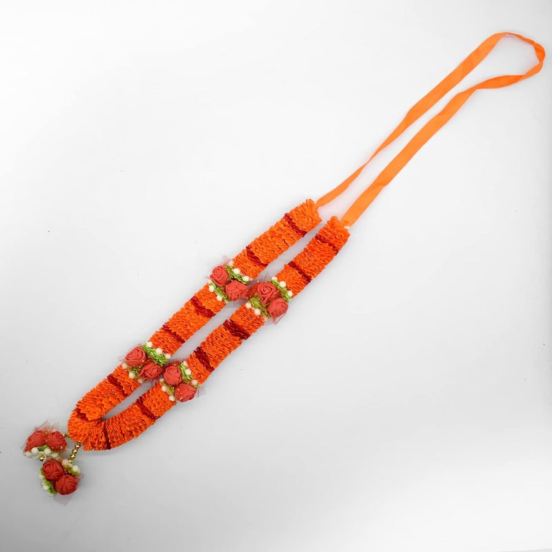 Puja N Pujari Puja N Pujari Orange Color Ribbon Garland Mala for God Idols and Photo Frames  - Image 3