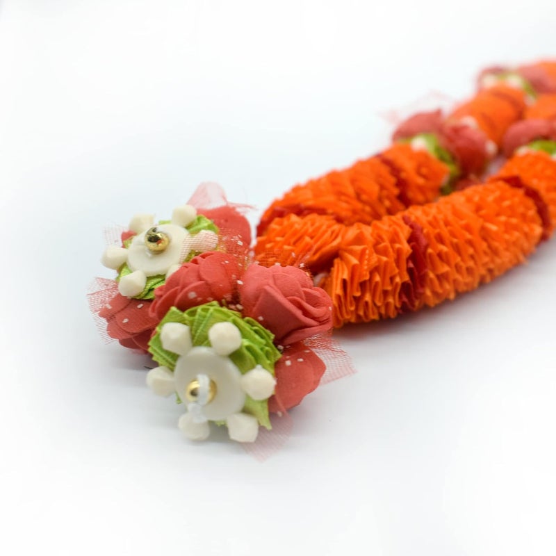 Puja N Pujari Puja N Pujari Orange Color Ribbon Garland Mala for God Idols and Photo Frames  - Image 4