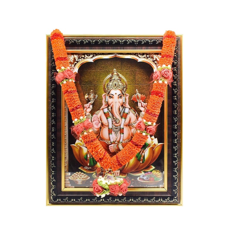 Puja N Pujari Puja N Pujari Orange Color Ribbon Garland Mala for God Idols and Photo Frames  - Image 2