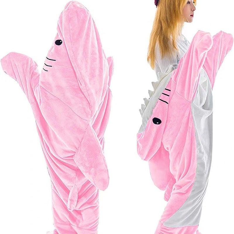 Shark Sleeping Bag Adult Hoodie Sleeping Bag Flannel Home Clothes Loose Sleepsuit Shark Nightgown - Image 5