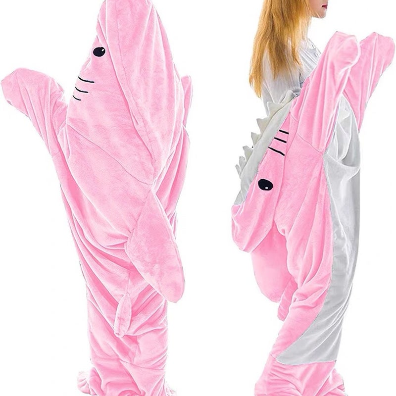 Shark Sleeping Bag Adult Hoodie Sleeping Bag Flannel Home Clothes Loose Sleepsuit Shark Nightgown - Image 1