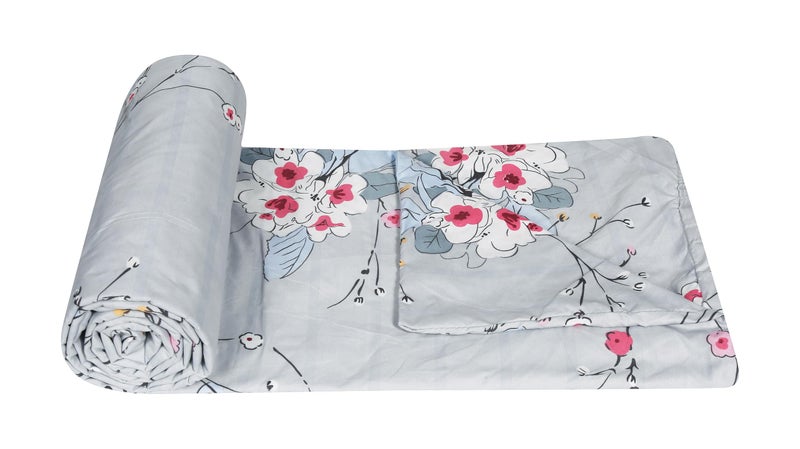 la' amour Super Premium Quilt Cover Double Bed with Zipper Blanket Cover/rajai Cover/Comforter Cover/Duvet Cover King Size Soft Cotton Breathable Skin Friendly Stuff 90x100 Inches, Color- Light Grey - Image 1