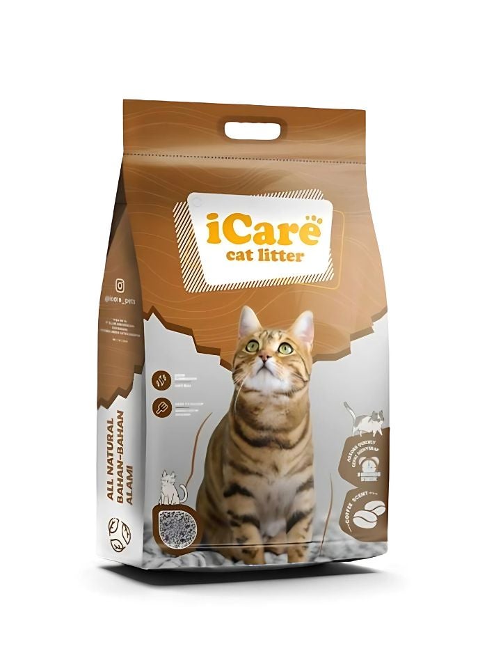 iCare رمل قطط آي كير بنتونيت - طبيعي وآمن وخالي من الروائح [ قهوة، 10ل ] - Image 1